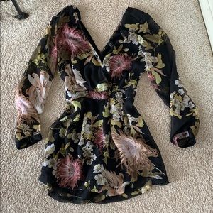 Black floral romper